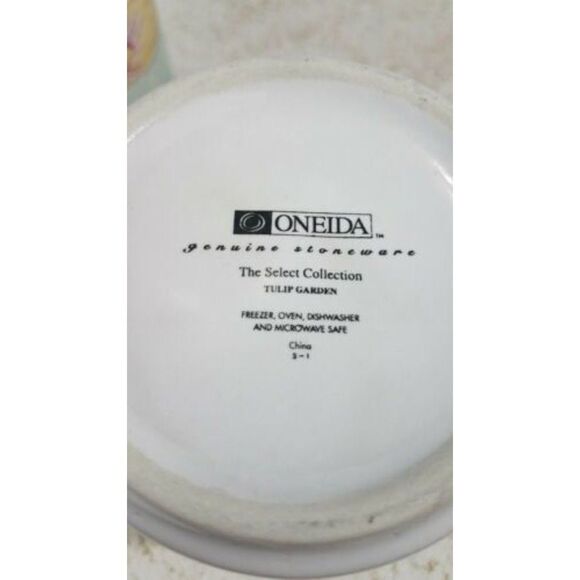 Oneida Genuine Stoneware Set of 3 Tulip Garden Floral Pattern Coffee Mugs - EUC- - Picture 7 of 9